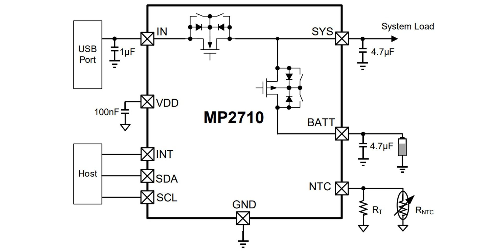 MP2664 | 500mA, 5V USB, I2C-Controlled Battery Charger with Power 