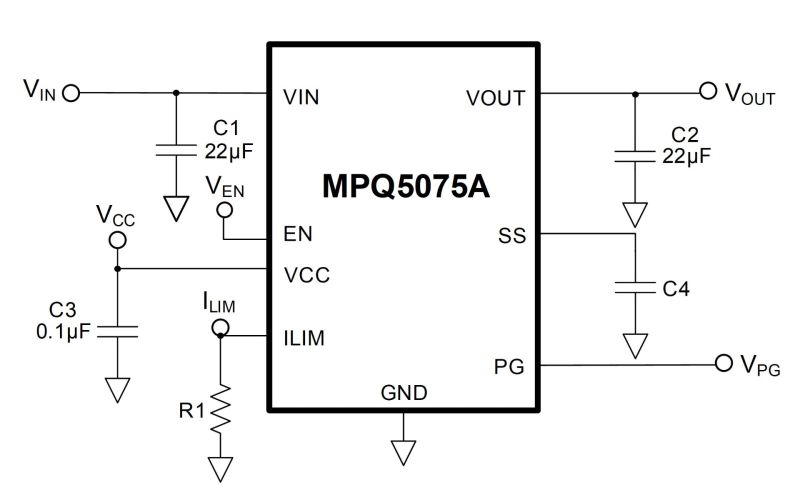 MPQ5075A AEC1 5 5V 5A Low RDS ON Load Switch With Configurable