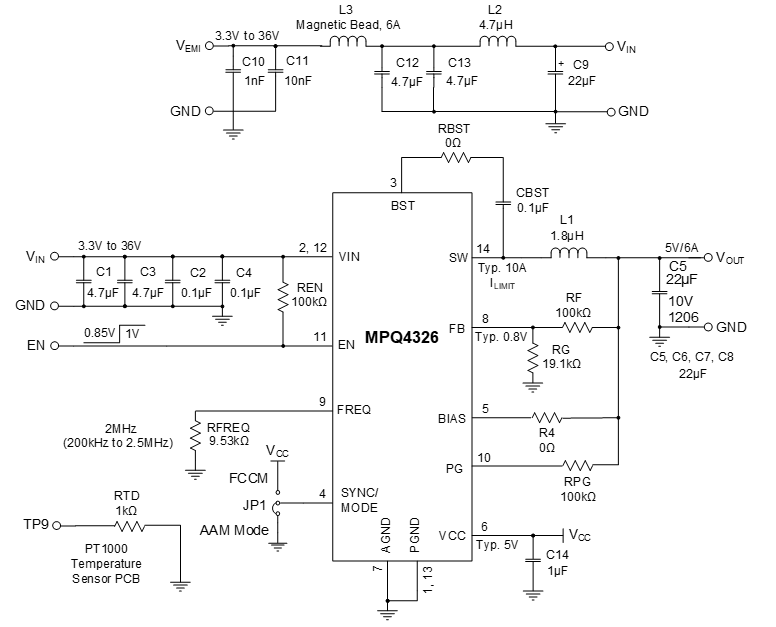 MPQ2169A-AEC1 | 6V, Dual 1.4A/1.4A or 2A/0.8A, Low-IQ, Synchronous 