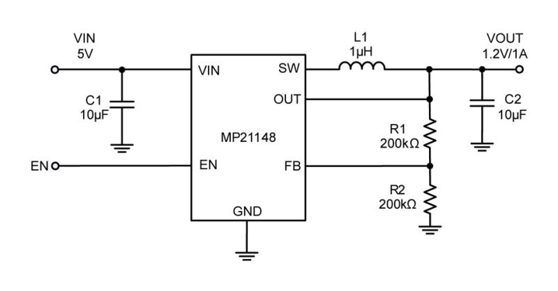 MP21148, 1A Synchronous Step-down Converter with CCM