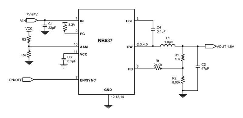 NB637 | High Efficiency 24V, 500kHz Synchronous Step-down Converter | MPS