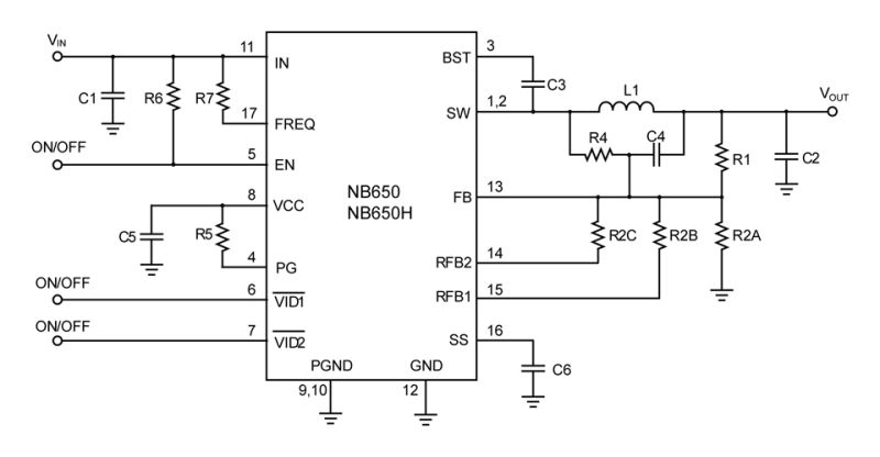 NB650H | Wide Vin 4.5-28V, 6A, OCP Latch-Off Mode, COT Synchronous Step ...