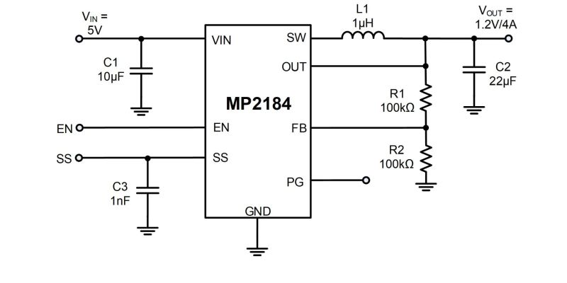 MP2184 | 4A, Synchronous Step-Down Converter with SS and PG | MPS