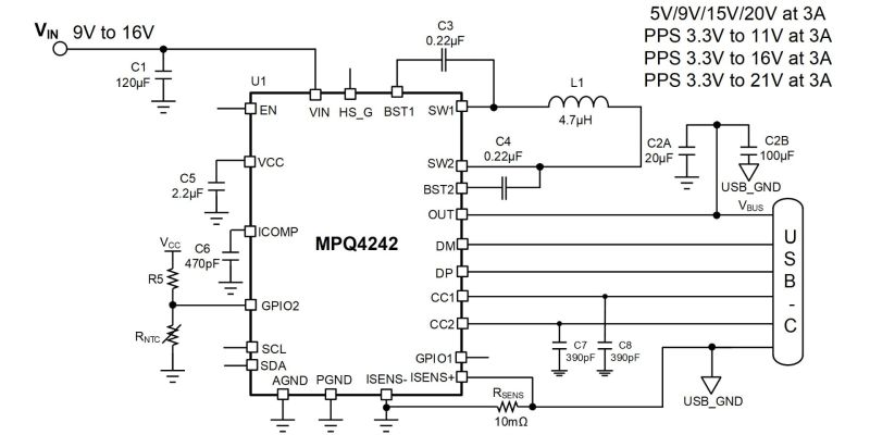 MPQ4242-AEC1 | 5A, 36V, Fully Integrated USB PD Solution With ...