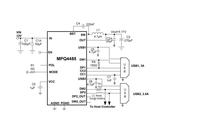 MPQ4485-AEC1 | 36V, 6A, Step-Down Converter With Dual USB Charging ...