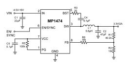 MP1474 | High Efficiency, 2A, 16V, 500kHz Sync Step-Down Converter with ...
