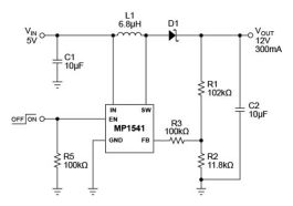 MP1541 TSOT23-5パッケージ、22V、1.3MHz、昇圧型コンバータIC | MPS