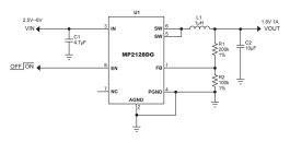 MP2128 | 2,5 В-6 В вход, 3 МГц, 1 А синхронный понижающий преобразователь | MPS