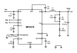 MP2276 電流制限とソフトスタート時間がプログラム可能、周波数および