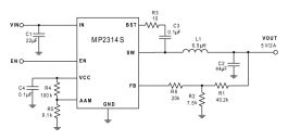 MP2314S | 2A, 24V, 500kHz, High-Efficiency, Synchronous, Step-Down Converter | MPS