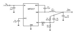 MP2317 26V、1A、600kHz、高効率、同期整流ステップダウンコンバータIC