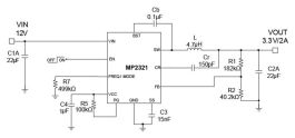 MP2321 | 19V, 2A, 40µA IQ, High-Efficiency, Constant-On-Time, Step