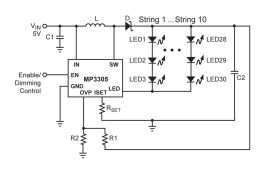 MP3305 | Backlight Drivers (WLED) | 2.5V-6Vin, 36Vout Adjustable OVP ...