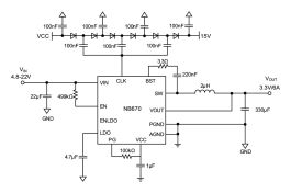 NB670 | Wide Vin 5-24V, 6A, 3.3V Fixed Output COT
