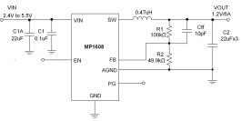 MP1608 | 5.5V, 6A, Synchronous Step-Down Converter in an SOT583 Package ...