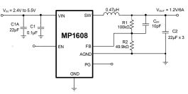 MP1608 | 5.5V, 6A, Synchronous Step-Down Converter with Low 4.5μA