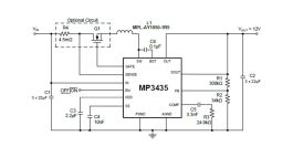 MP3435 入力切断機能付き、19A、600kHz、22V出力範囲、同期整流昇圧型