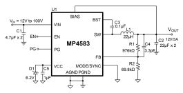 MP4583 | 100V, 3A, 8μA IQ, Synchronous Step-Down DC/DC MP4583 | 100V, 3A, 8μA IQ, Synchronous Step-Down DC/DC