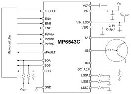MP6543C | 22V, 1.2A, Three-Phase BLDC Motor Driver with Three