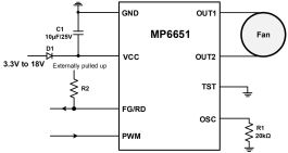 MP6651 | 2A, Single-Phase Brushless DC Driver with Integrated Hall