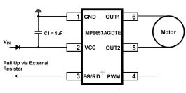 MP6653AGDTE | 35V, 1.2A, Single-Phase BLDC Motor Driver with