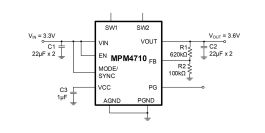 MPM4710 | 6V, 1A, 2MHz, Synchronous Buck-Boost Power Module