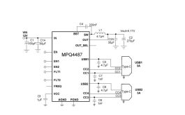 MPQ4487-AEC1, 36V, 6A, Step-Down Converter with Programmable Frequency and  Spread Spectrum Option, Dual USB Charging Ports Supporting EN, Fault  Indication, and Type-C 5V@ 3A DFP Mode for Automotive, AEC-Q100 Qualified