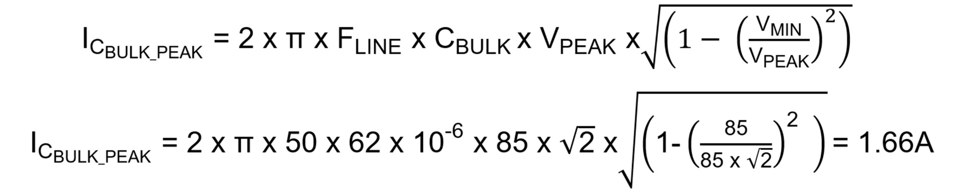 Equation 3: Bulk capacitor peak current calculation