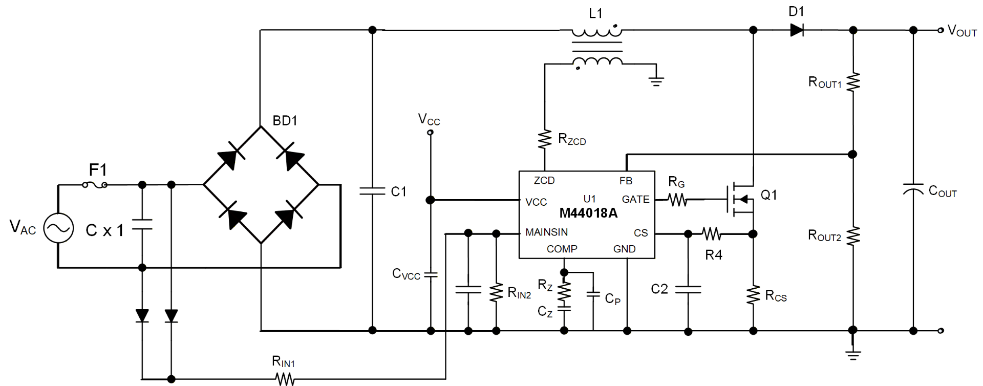 Figure 4: CrM/DCM PFC Boost Using the MP44018A
