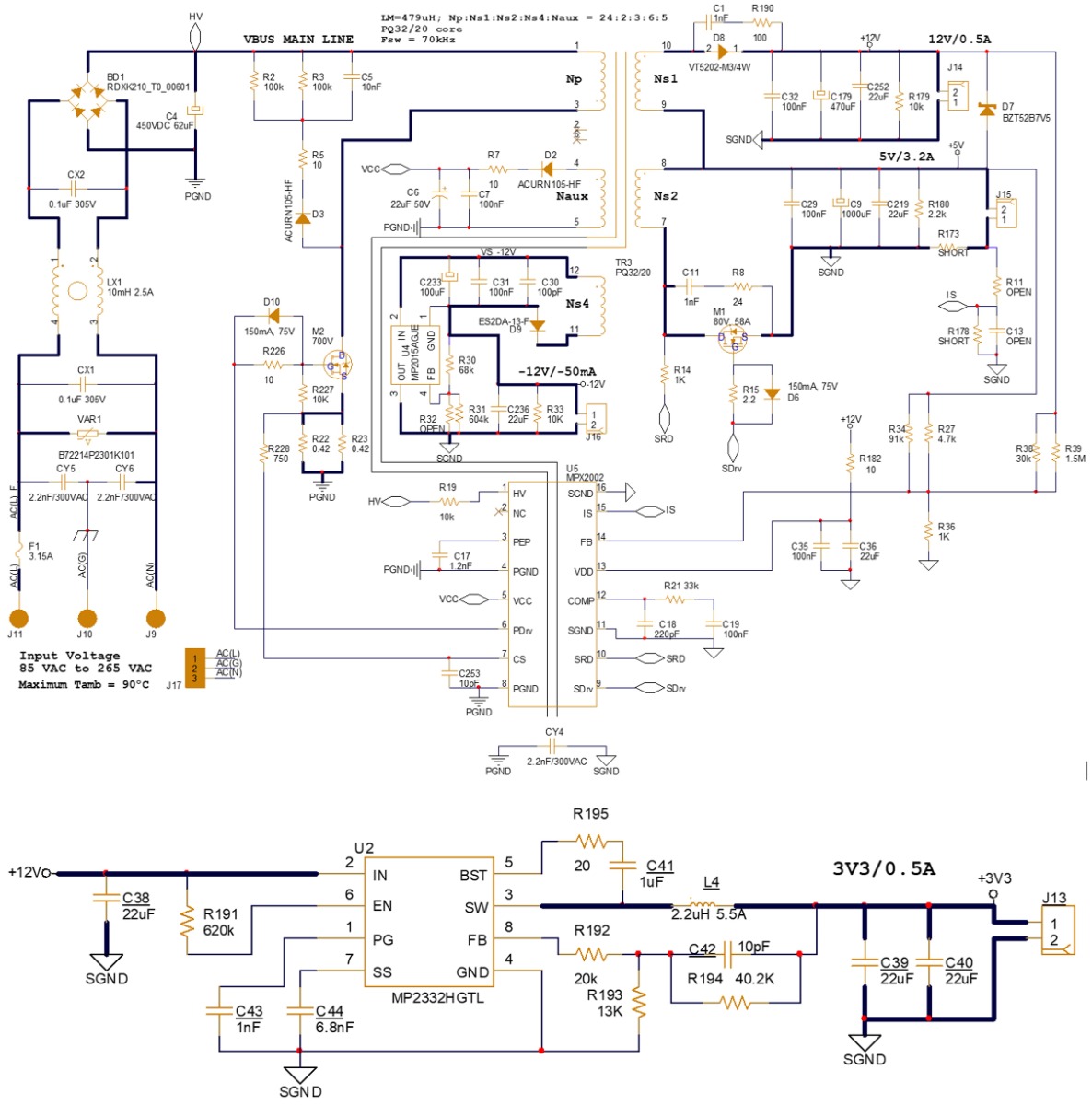 Figure 2: Complete Multi-Output Flyback Converter Schematic