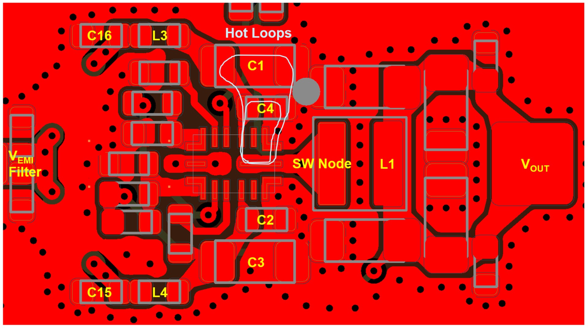 Figure 3: Component Placement for the SW Node and Hot Loops