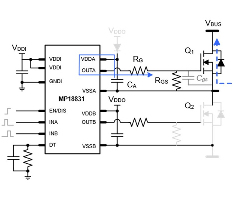 Half-Bridge Driver (Q1 Turns On)