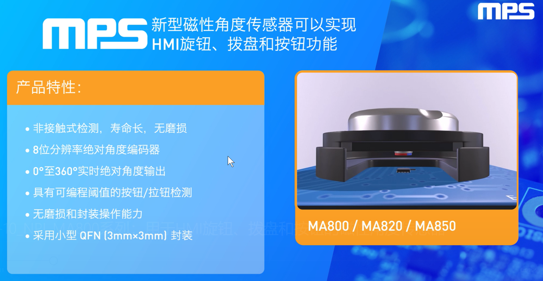 用于HMI旋钮、拨盘和按钮的磁性角度传感器